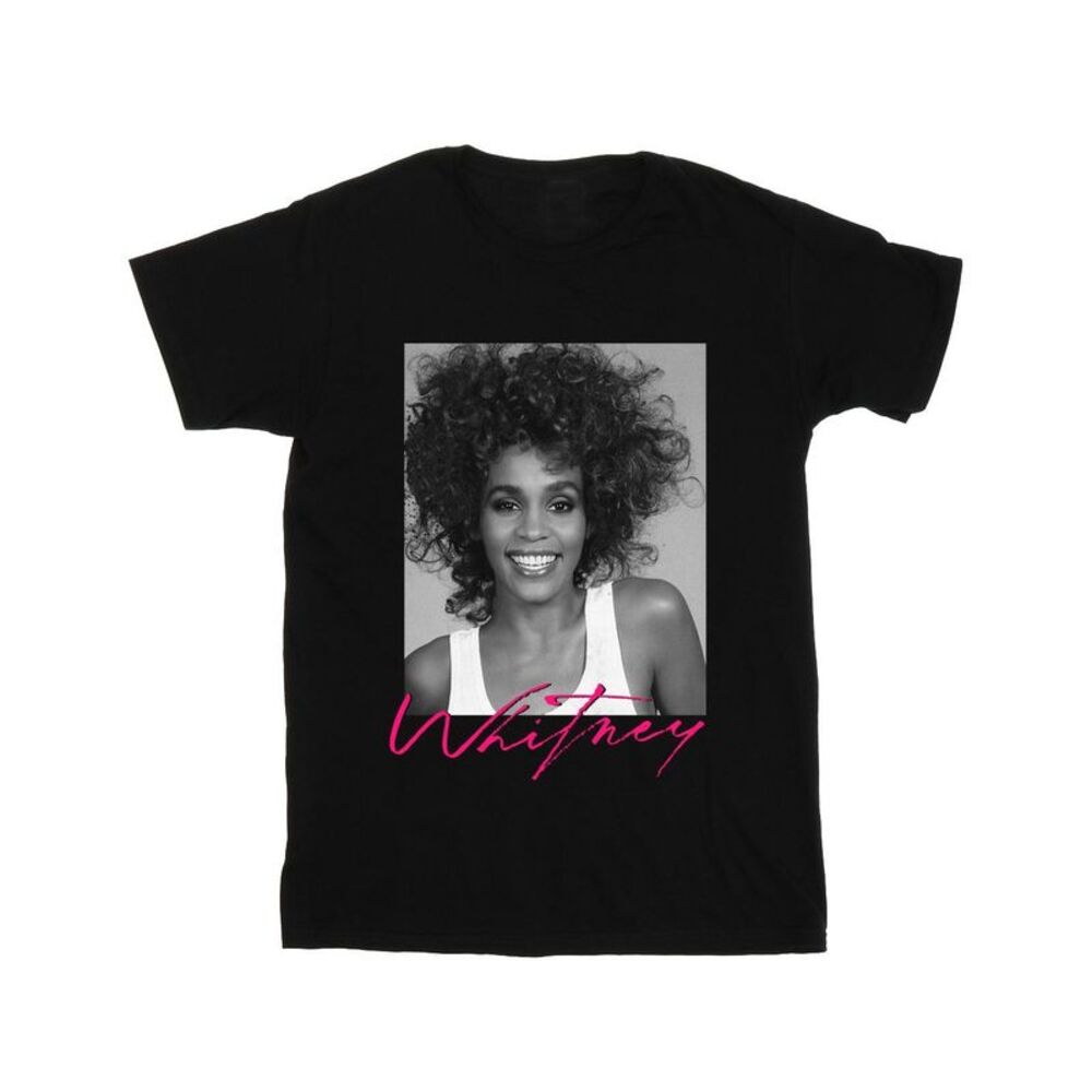 Whitney Houston Mens Smile Photograph T-Shirt / Black